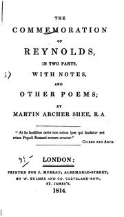 Cover of The Commemoration of Reynolds: In Two Parts, with Notes, and Other Poems by Martin Archer Shee