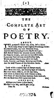 Cover of The complete art of poetry by Charles Gildon
