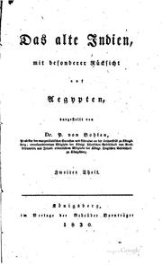 Front cover of Das alte Indien, mit besonderer Rücksicht auf Aegypten by Peter von Bohlen