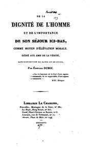 Front cover of De la dignité de l'homme et de l'importance de son séjour ici-bas by Édouard Duboc