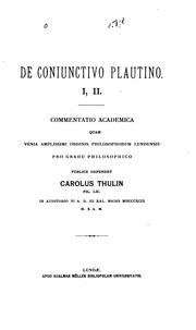 Front cover of De coniunctivo Plautino by Carl Thulin