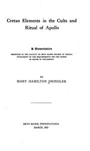Front cover of Cretan Elements In The Cults And Ritual Of Apollo by Mary Hamilton Swindler
