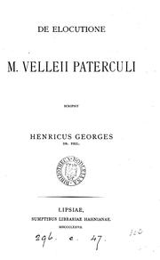 Front cover of De elocutione M. Velleii Paterculi by Heinrich Georges