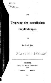 Front cover of Der Ursprung der moralischen Empfindungen by Paul Rée