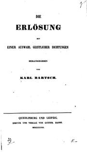Cover of Die Erlösung by Karl Bartsch