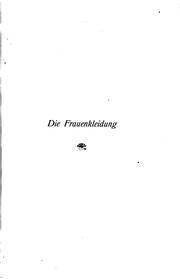Front cover of Die Frauenkleidung by Carl Heinrich Stratz
