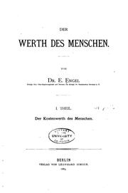 Cover of Der Werth des Menschen by Ernst Engel