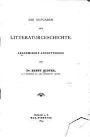 Front cover of Die Aufgaben der Litteraturgeschichte by Ernst Elster