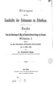 Front cover of Einiges aus der Geschichte der Astronomie im Alterthum by Friedrich Wilhelm Blass