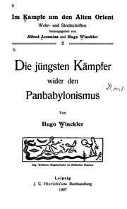 Front cover of Die jüngsten Kämpfer wider den Panbabylonismus by Hugo Winckler