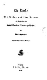 Cover of Die Poesie: ihr Wesen und ihre Formen: Mit Grundzügen der vergleichenden .. by Moriz Carrière