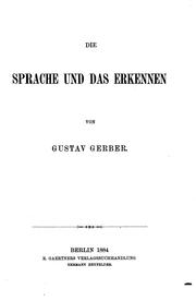 Cover of Die Sprache und das erkennen by Gustav Gerber