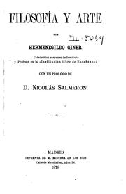 Front cover of Filosofía y arte by Hermenegildo Giner de los Ríos