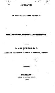 Cover of Essays on some of the first principles of metaphysicks, ethicks, and theology by Asa Burton