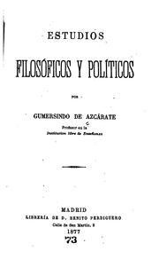 Cover of Estudios filosóficos y políticos by Gumersindo de Azcárate