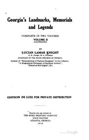 Front cover of Georgia's Landmarks, Memorials, and Legends .. by Lucian Lamar Knight