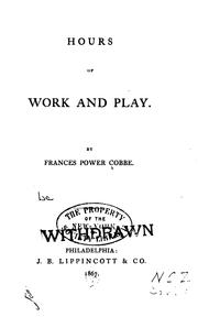 Front cover of Hours of Work and Play by Frances Power Cobbe