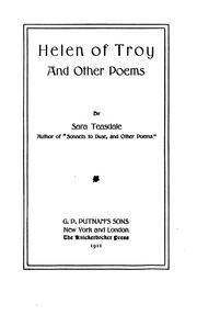 Cover of Helen of Troy, and other poems by Sara Teasdale