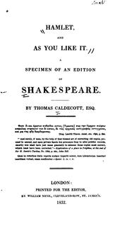 Cover of Plays (As You Like It / Hamlet) by William Shakespeare