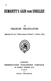 Cover of Humanity's gain from unbelief by Charles Bradlaugh