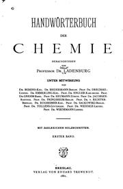 Cover of Handwörterbuch der Chemie: Generalregister by Albert Ladenburg