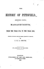 Front cover of The History of Pittsfield, (Berkshire Country) Massachusetts.. by Joseph Edward Adams Smith
