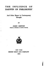 Front cover of The influence of Darwin on philosophy, and other essays in contemporary thought by John Dewey