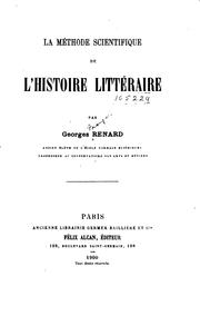 Cover of La méthode scientifique de l'histoire littéraire by Georges François Renard