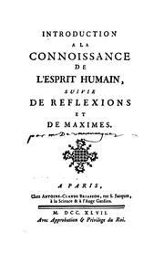 Front cover of Introduction a la connoissance de l'esprit humain by Luc de Clapiers marquis de Vauvenargues
