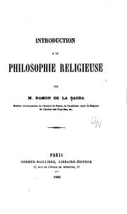 Cover of Introduction à la philosophie religieuse by Ramón de la Sagra