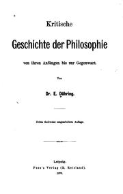 Cover of Kritische geschichte der philosophie von ihren anfängen bis zur gegenwart by Eugen Karl Dühring