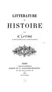 Front cover of Littérature et histoire by Emile Littré