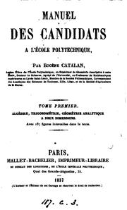 Cover of Manuel des candidats à l'École polytechnique by Eugène Charles Catalan