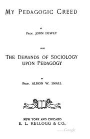 Cover of My pedagogic creed by John Dewey
