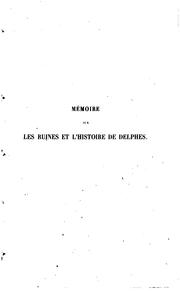 Front cover of Mémoire sur les ruines et l'histoire de Delphes by Paul François Foucart