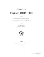 Cover of Éléments d'analyse mathématique à l'usage des ingénieurs et des physiciens: cours professé à l .. by Paul Appell