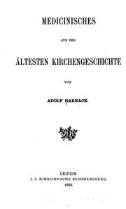 Front cover of Medicinisches aus der ältesten Kirchengeschichte by Adolf von Harnack