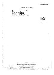 Front cover of Épopées africaines by Albert Ernest Augustin Baratier