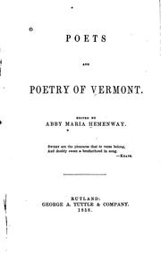 Cover of Poets and poetry of Vermont by Abby Maria Hemenway