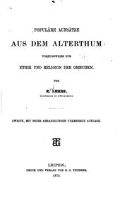 Cover of Populäre Aufsätze aus dem Alterthum vorzugsweise zur Ethik und Religion der .. by Karl Lehrs