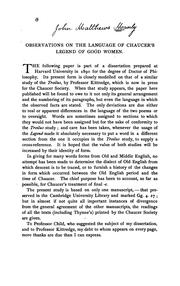 Cover of Observation on the Language of Chaucer's Legend of Good Women by John Matthews Manly