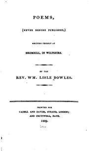 Cover of Poems (never Before Published,) Written Chiefly at Bremhill, in Wiltshire by William Lisle Bowles