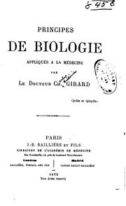 Cover of Principes de biologie appliqués à la médicine by Charles Fredric Girard