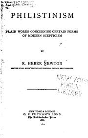 Cover of Philistinism: Plain Words Concerning Certain Forms of Modern Scepticism by Richard Heber Newton