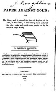 Front cover of Paper Against Gold by William Cobbett
