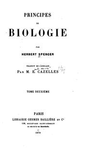 Front cover of Principes de biologie by Herbert Spencer