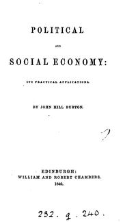 Front cover of Political and social economy: its practical applications by John Hill Burton