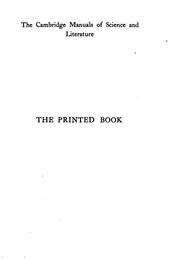 Cover of The printed book by Harry Gidney Aldis