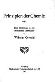 Front cover of Prinzipien der Chemie: Eine Einleitung in alle chemischen Lehrbücher by Wilhelm Ostwald