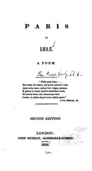 Front cover of Paris in 1815: A Poem .. by George Croly